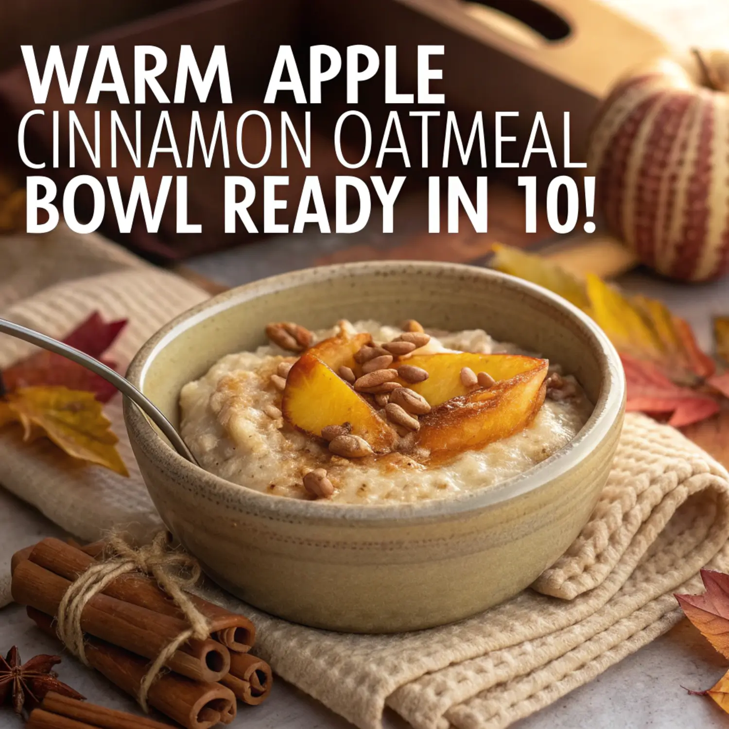Warm Apple Cinnamon Oatmeal Bowl (Ready in 10!) 🍎✨