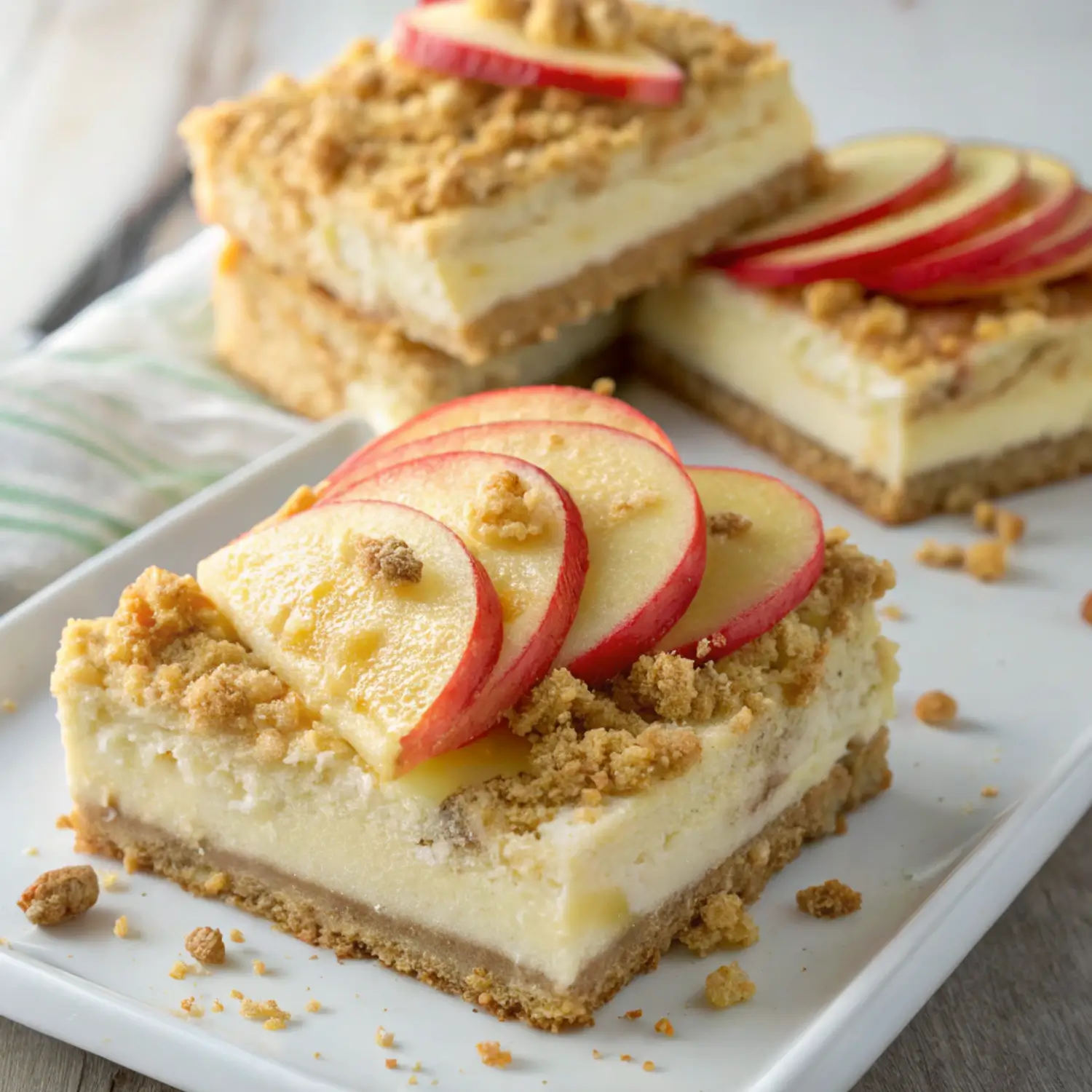 Apple Crisp Cheesecake Bars 🍏🧀